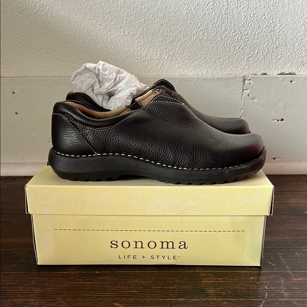NIB Sonoma Fae Brown Wide Women’s Loafers Leather Size 10